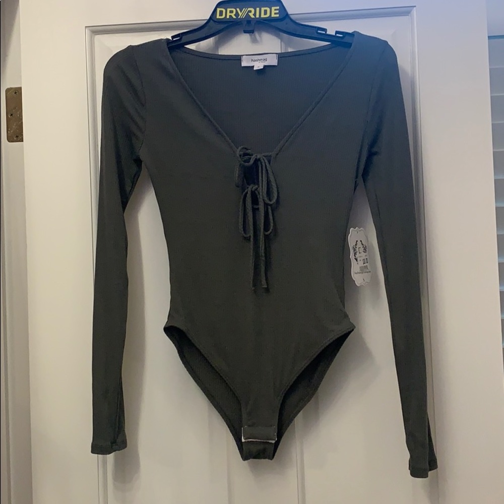 Green tie up bodysuit from entourage